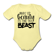 Load image into Gallery viewer, Beast Mode Short Sleeve Baby Bodysuit - washed yellow