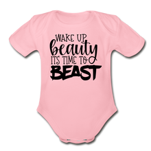 Load image into Gallery viewer, Beast Mode Short Sleeve Baby Bodysuit - light pink