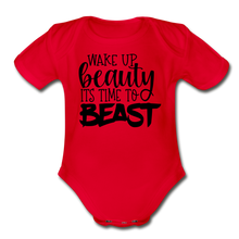 Load image into Gallery viewer, Beast Mode Short Sleeve Baby Bodysuit - red