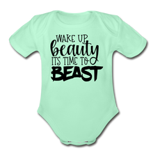 Load image into Gallery viewer, Beast Mode Short Sleeve Baby Bodysuit - light mint