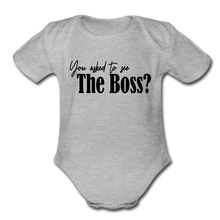 Load image into Gallery viewer, The Boss Short Sleeve Baby Bodysuit - heather gray