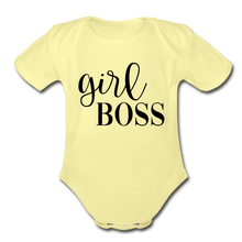 Load image into Gallery viewer, Girl Boss Short Sleeve Baby Bodysuit - washed yellow