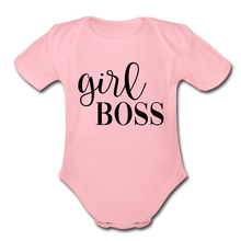 Load image into Gallery viewer, Girl Boss Short Sleeve Baby Bodysuit - light pink