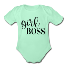 Load image into Gallery viewer, Girl Boss Short Sleeve Baby Bodysuit - light mint