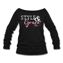 Load image into Gallery viewer, Style & Grace Women's Wideneck Sweatshirt - black