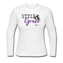 Load image into Gallery viewer, Style & Grace Women's Long Sleeve Jersey T-Shirt - white