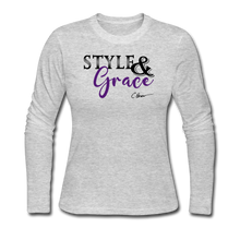 Load image into Gallery viewer, Style & Grace Women's Long Sleeve Jersey T-Shirt - gray