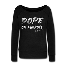 Load image into Gallery viewer, Silver Glitter Dope On Purpose Wideneck Sweatshirt (Limited Edition) - black