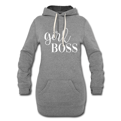 Girl Boss Hoodie Dress - heather gray