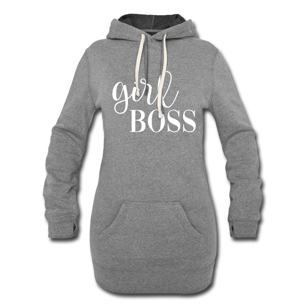 Girl Boss Hoodie Dress - heather gray