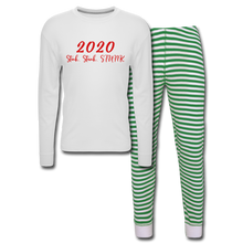Load image into Gallery viewer, Holiday Pajama Set - white/green stripe
