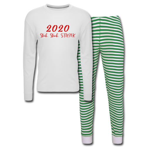 Holiday Pajama Set - white/green stripe