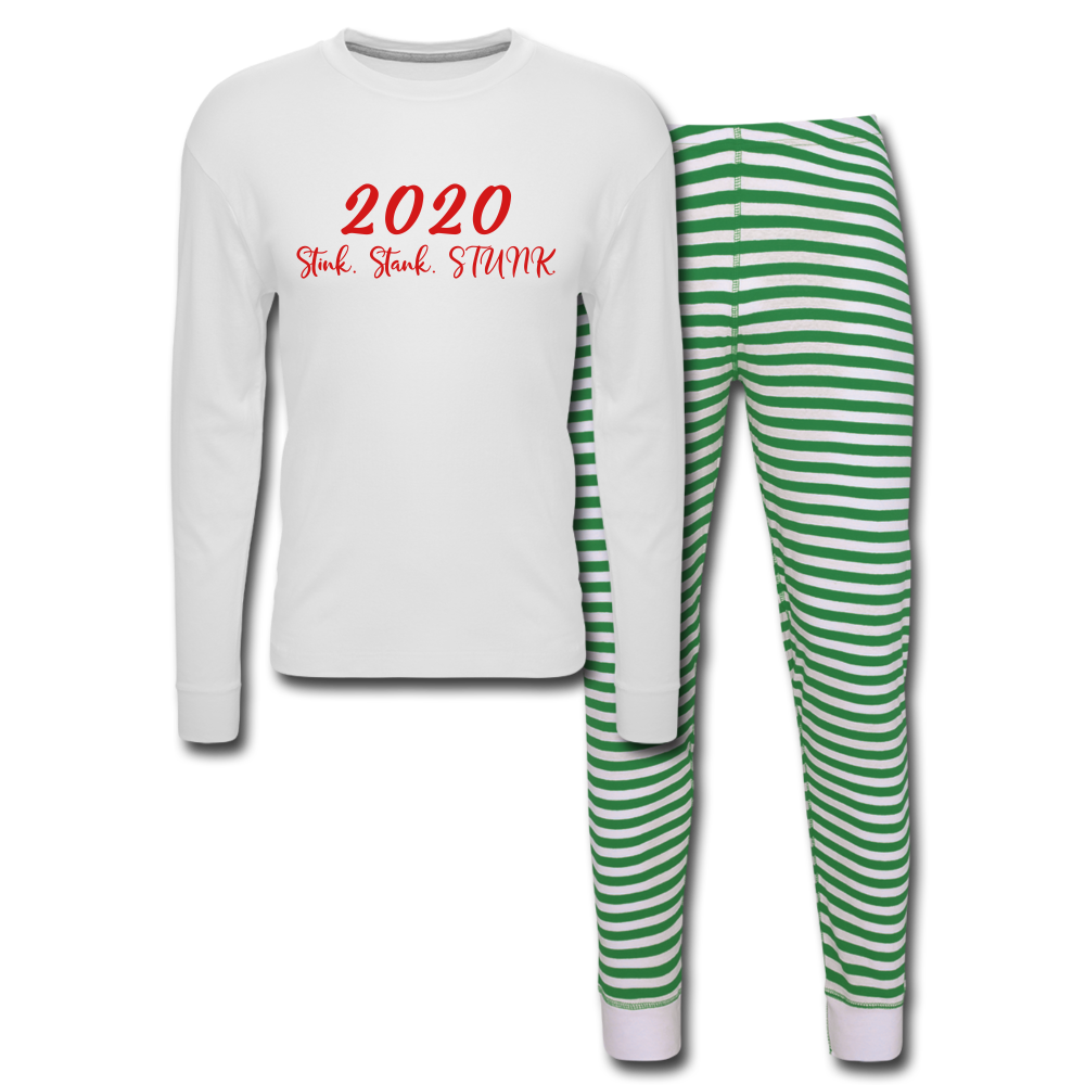 Holiday Pajama Set - white/green stripe