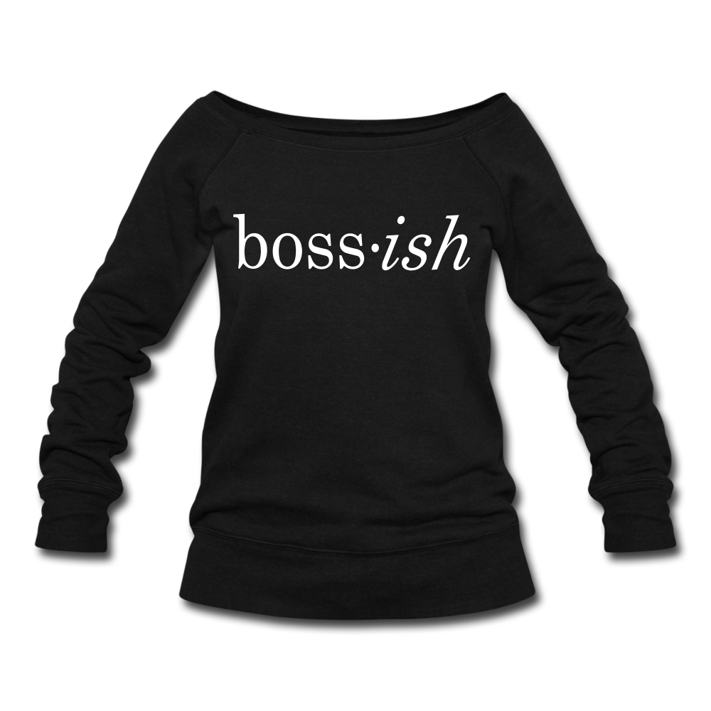 Boss-ish Wideneck Sweatshirt - black