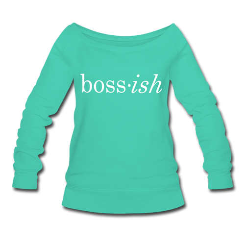 Boss-ish Wideneck Sweatshirt - teal