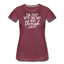 Load image into Gallery viewer, WTF Women’s Premium T-Shirt - heather burgundy
