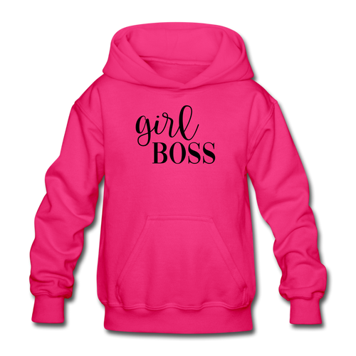 Girl Boss Youth Hoodie - fuchsia