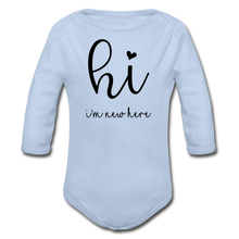 Load image into Gallery viewer, New Here Long Sleeve Baby Bodysuit - sky
