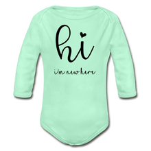 Load image into Gallery viewer, New Here Long Sleeve Baby Bodysuit - light mint
