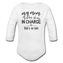 Load image into Gallery viewer, In Charge Long Sleeve Baby Bodysuit - white
