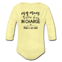 Load image into Gallery viewer, In Charge Long Sleeve Baby Bodysuit - washed yellow
