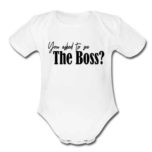 The Boss Short Sleeve Baby Bodysuit - white