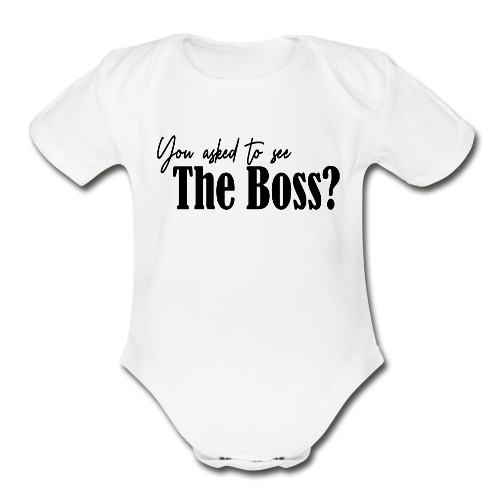 The Boss Short Sleeve Baby Bodysuit - white