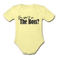 Load image into Gallery viewer, The Boss Short Sleeve Baby Bodysuit - washed yellow
