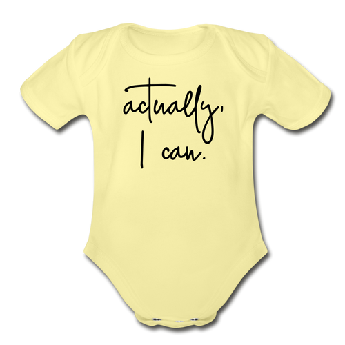 I Can Short Sleeve Baby Bodysuit - washed yellow