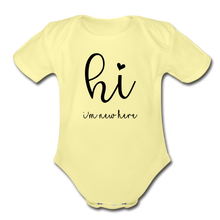 Load image into Gallery viewer, New Here Short Sleeve Baby Bodysuit - washed yellow
