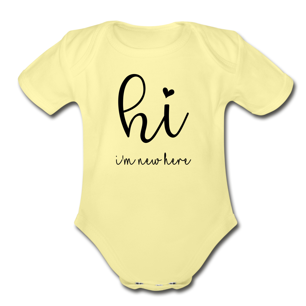 New Here Short Sleeve Baby Bodysuit - washed yellow