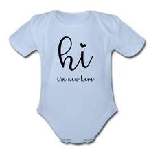 Load image into Gallery viewer, New Here Short Sleeve Baby Bodysuit - sky
