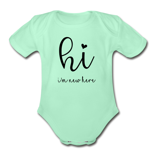 New Here Short Sleeve Baby Bodysuit - light mint