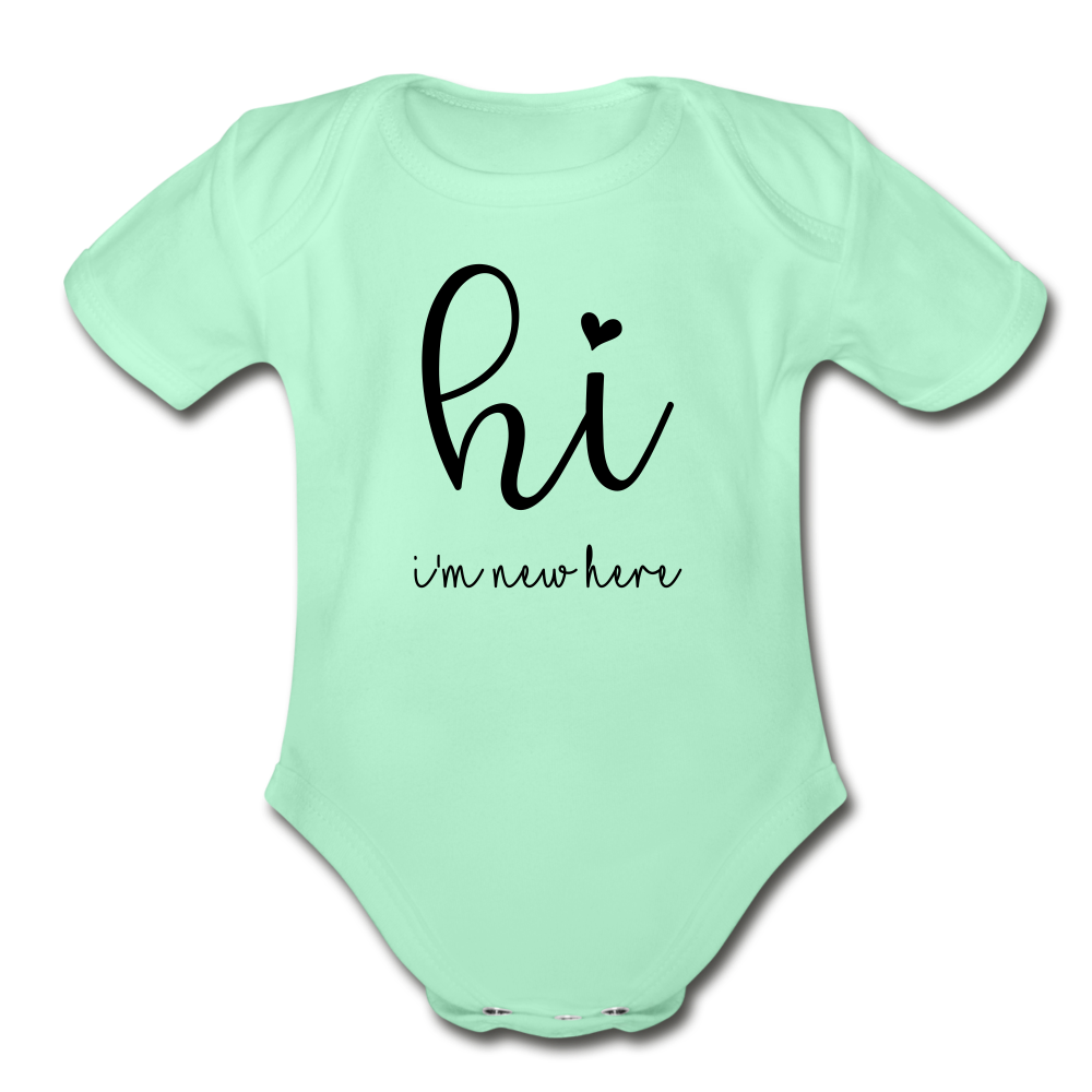 New Here Short Sleeve Baby Bodysuit - light mint