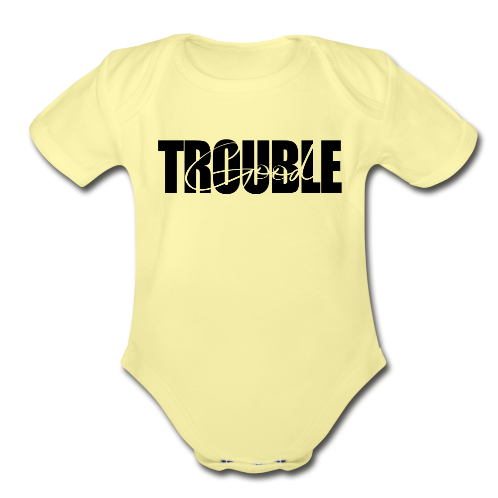 Good Trouble Short Sleeve Baby Bodysuit - washed yellow