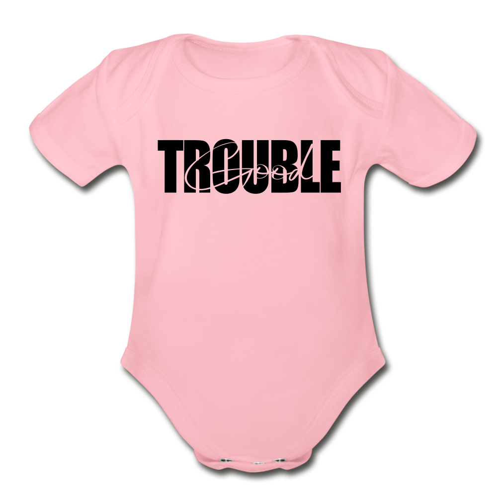 Good Trouble Short Sleeve Baby Bodysuit - light pink