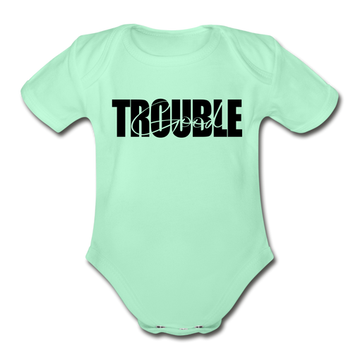 Good Trouble Short Sleeve Baby Bodysuit - light mint