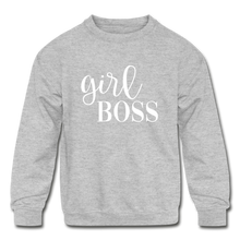 Load image into Gallery viewer, Girl Boss Kids&#39; Crewneck Sweatshirt - heather gray
