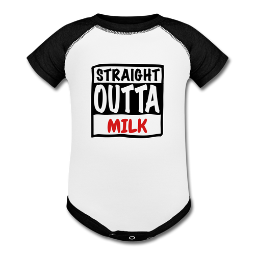 Straight Outta Baseball Baby Bodysuit - white/black