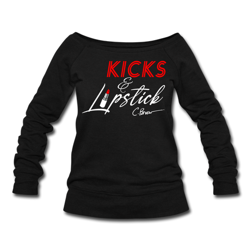 Kicks & Lipstick Wideneck Sweatshirt - black