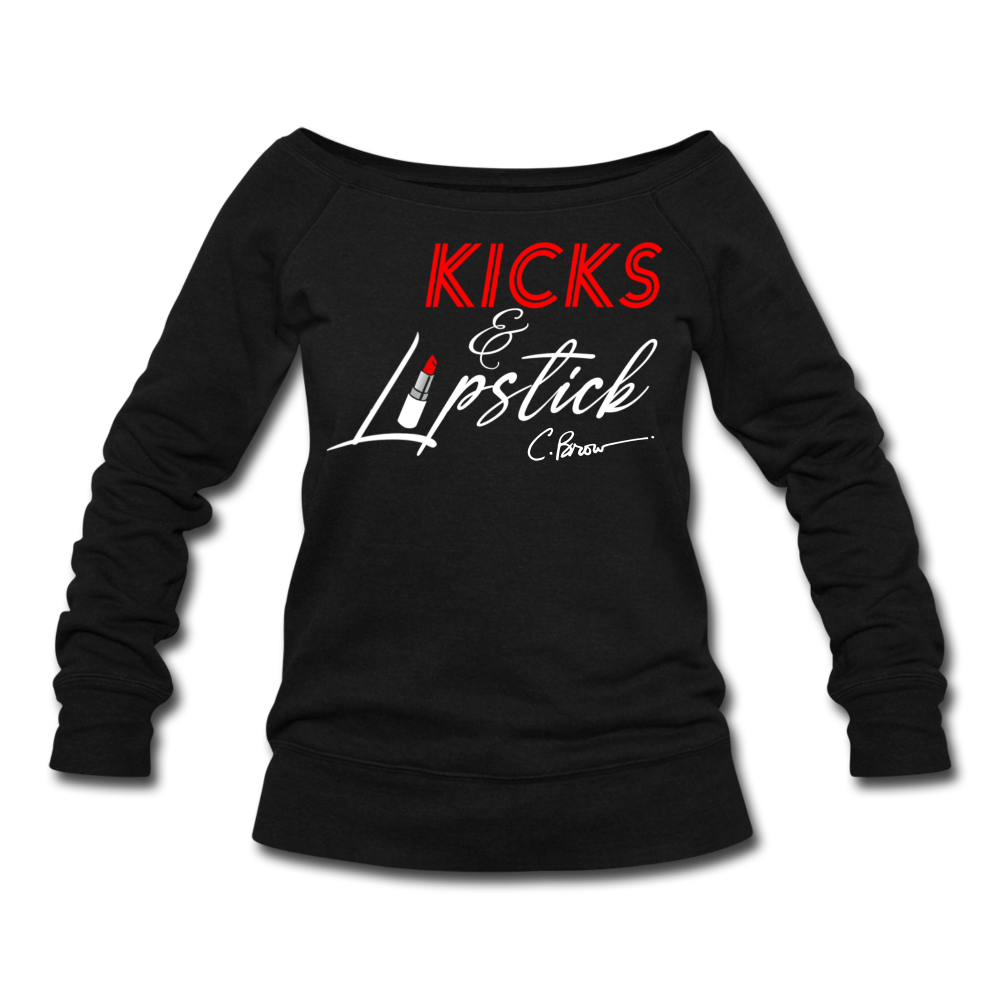 Kicks & Lipstick Wideneck Sweatshirt - black