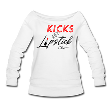 Load image into Gallery viewer, Kicks &amp; Lipstick Women&#39;s Wideneck Sweatshirt - white
