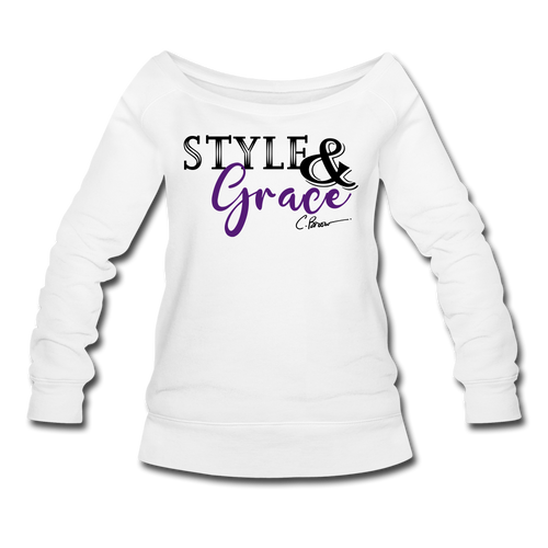 Style & Grace Women's Wideneck Sweatshirt - white