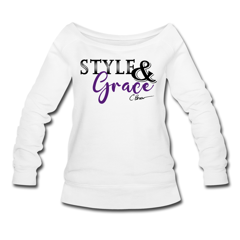 Style & Grace Women's Wideneck Sweatshirt - white