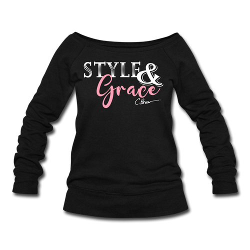 Style & Grace Women's Wideneck Sweatshirt - black