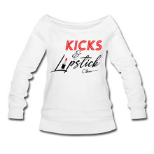 Load image into Gallery viewer, Kicks &amp; Lipstick Women&#39;s Wideneck Sweatshirt - white
