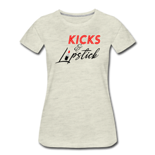 Load image into Gallery viewer, Kicks &amp; Lipstick Women’s Premium T-Shirt - heather oatmeal
