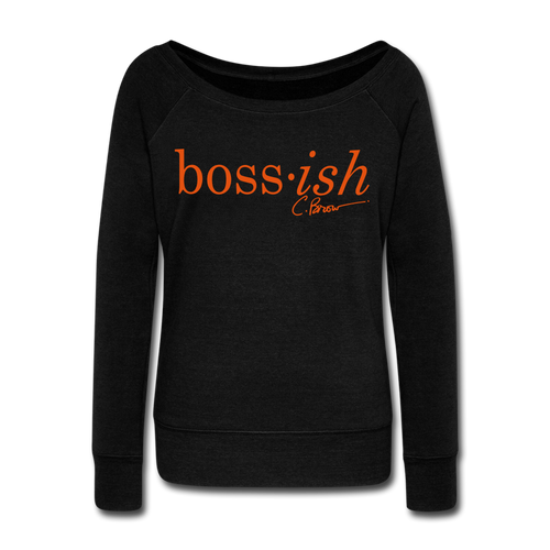 Velvet Boss-ish Wideneck Sweatshirt (Limited Edition) - black