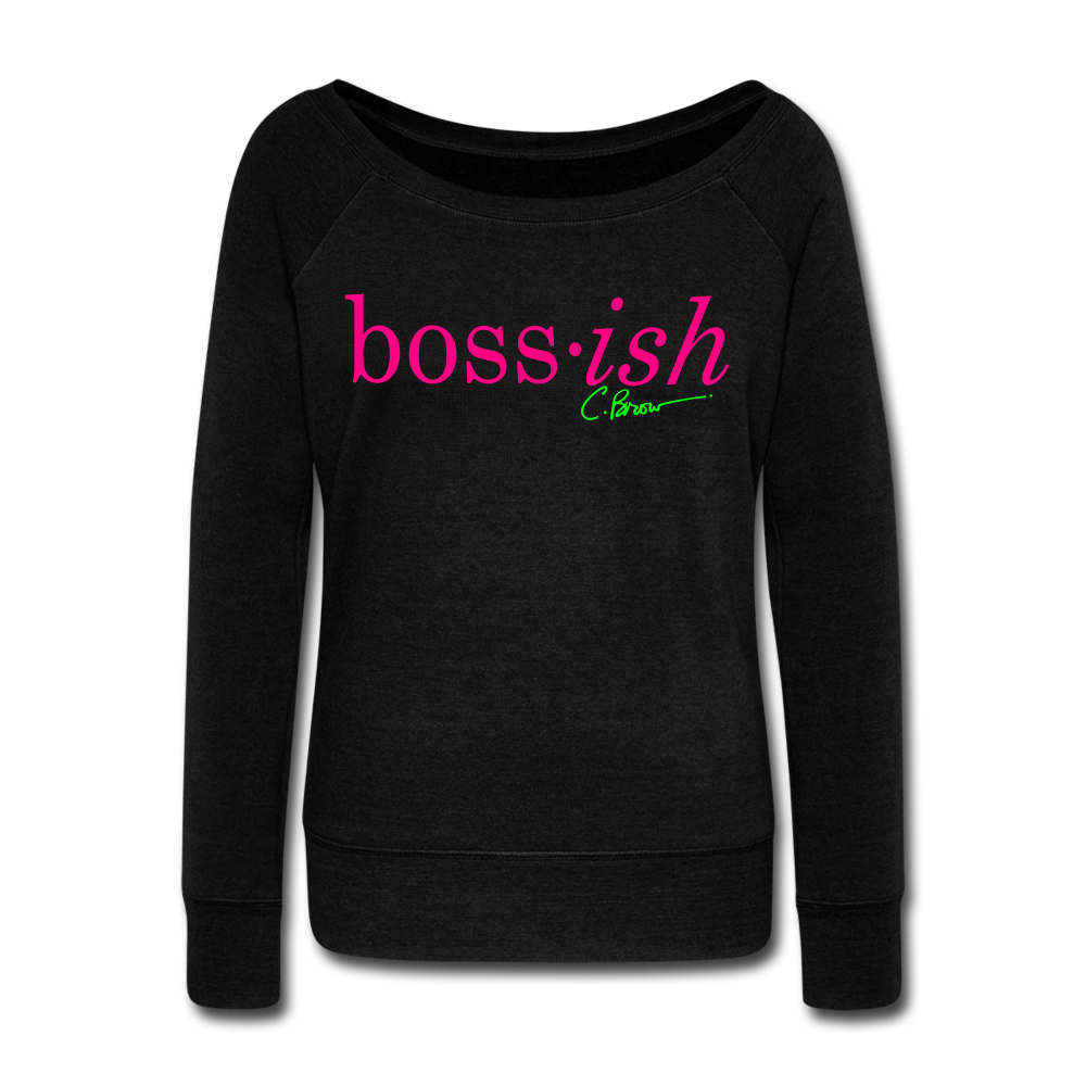 Neon Boss-ish Wideneck Sweatshirt (Limited Edition) - black