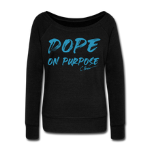 Load image into Gallery viewer, Velvet Print Dope On Purpose Wideneck Sweatshirt (Limited Edition) - black
